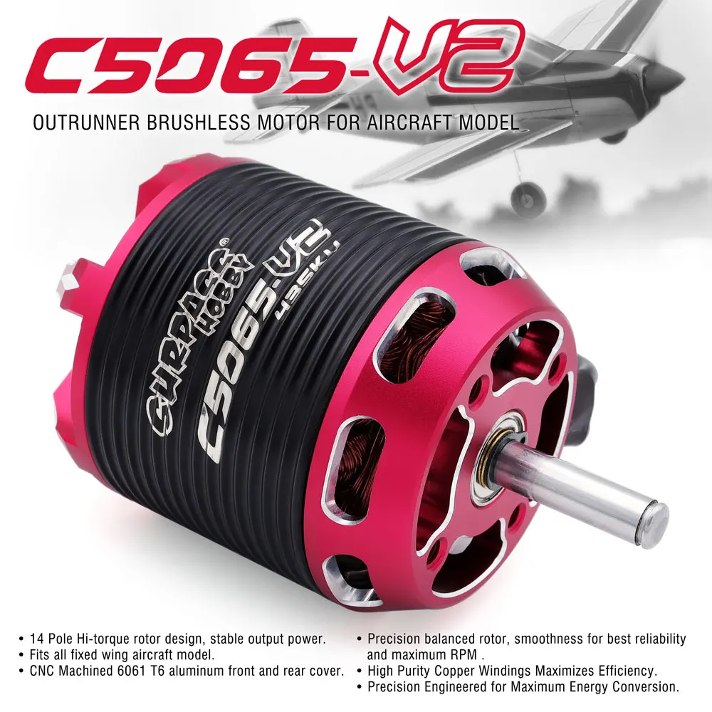 Surpass Hobby C5045 C5055 C5065 V2 Brushless Outrunner Motor 2-6S w/ 60A 80A 100A Brushless ESC For RC Aircraft Plane