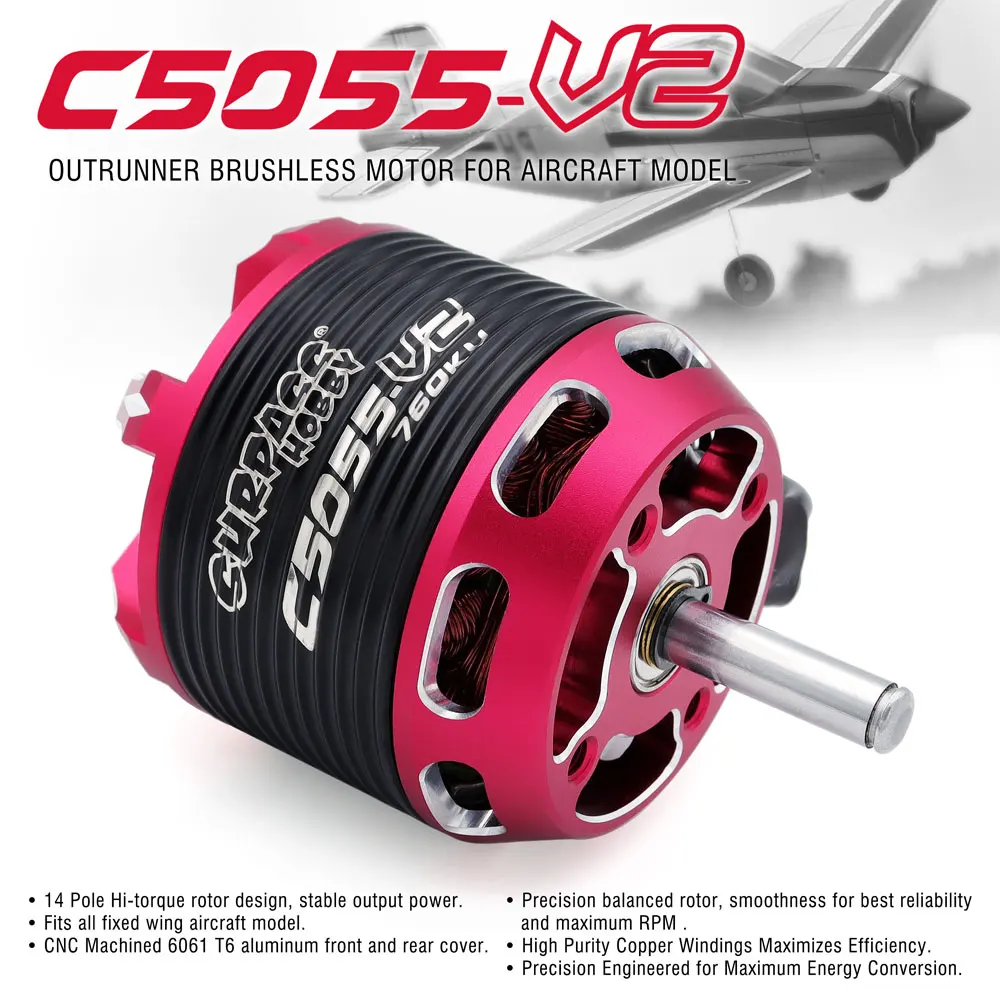 Surpass Hobby C5045 C5055 C5065 V2 Brushless Outrunner Motor 2-6S w/ 60A 80A 100A Brushless ESC For RC Aircraft Plane