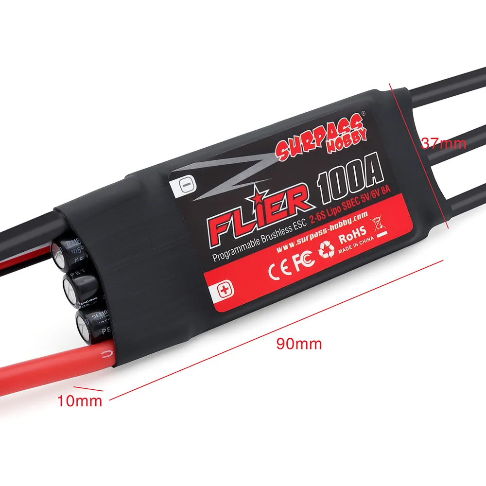 Surpass Hobby C5045 C5055 C5065 V2 Brushless Outrunner Motor 2-6S w/ 60A 80A 100A Brushless ESC For RC Aircraft Plane