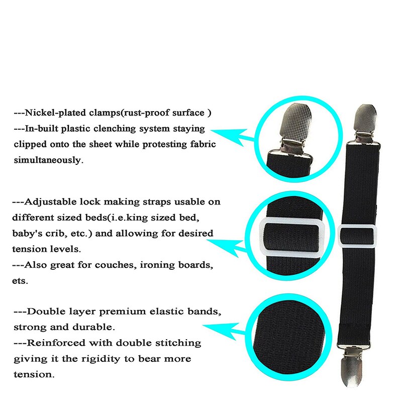 Suspenders for Bed Sheets (4pcs)