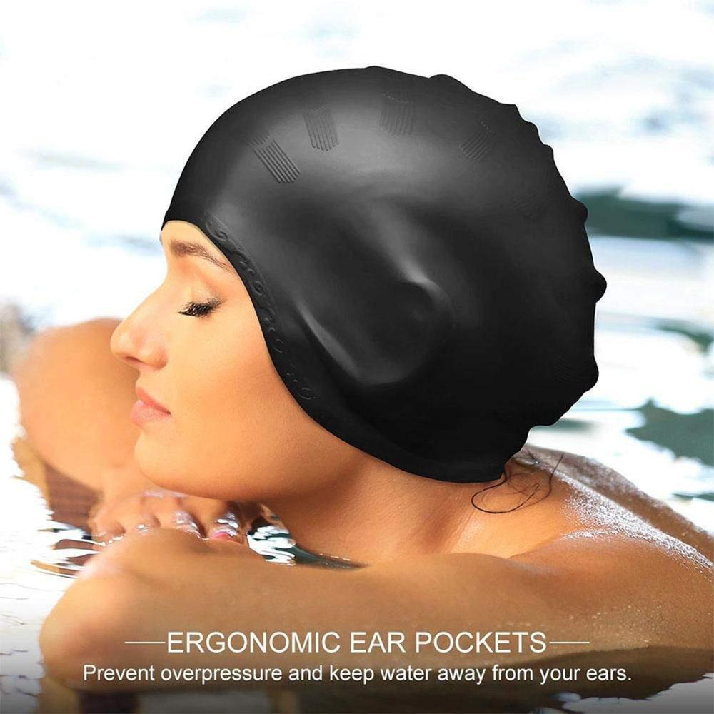 Swimming Head Caps with Ear Pockets (2 pcs)