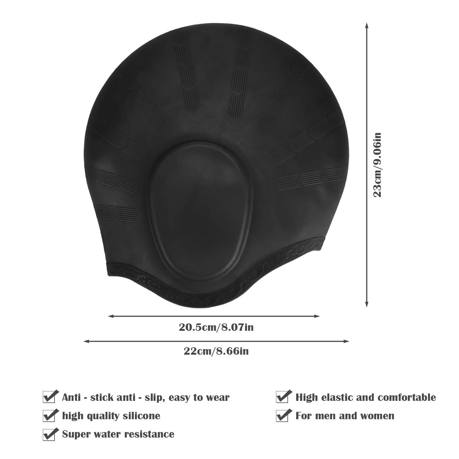 Swimming Head Caps with Ear Pockets (2 pcs)