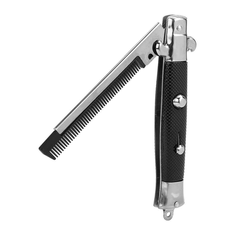 Switchblade Spring Pocket Portable Oil Hair Comb Folding Knife Looking Automatic Push Button Brush Comb Barber For Man Switchblade Spring Pocket Portable Oil Hair Comb Folding Knife Looking Automatic Push Button Brush Comb Barber For Man