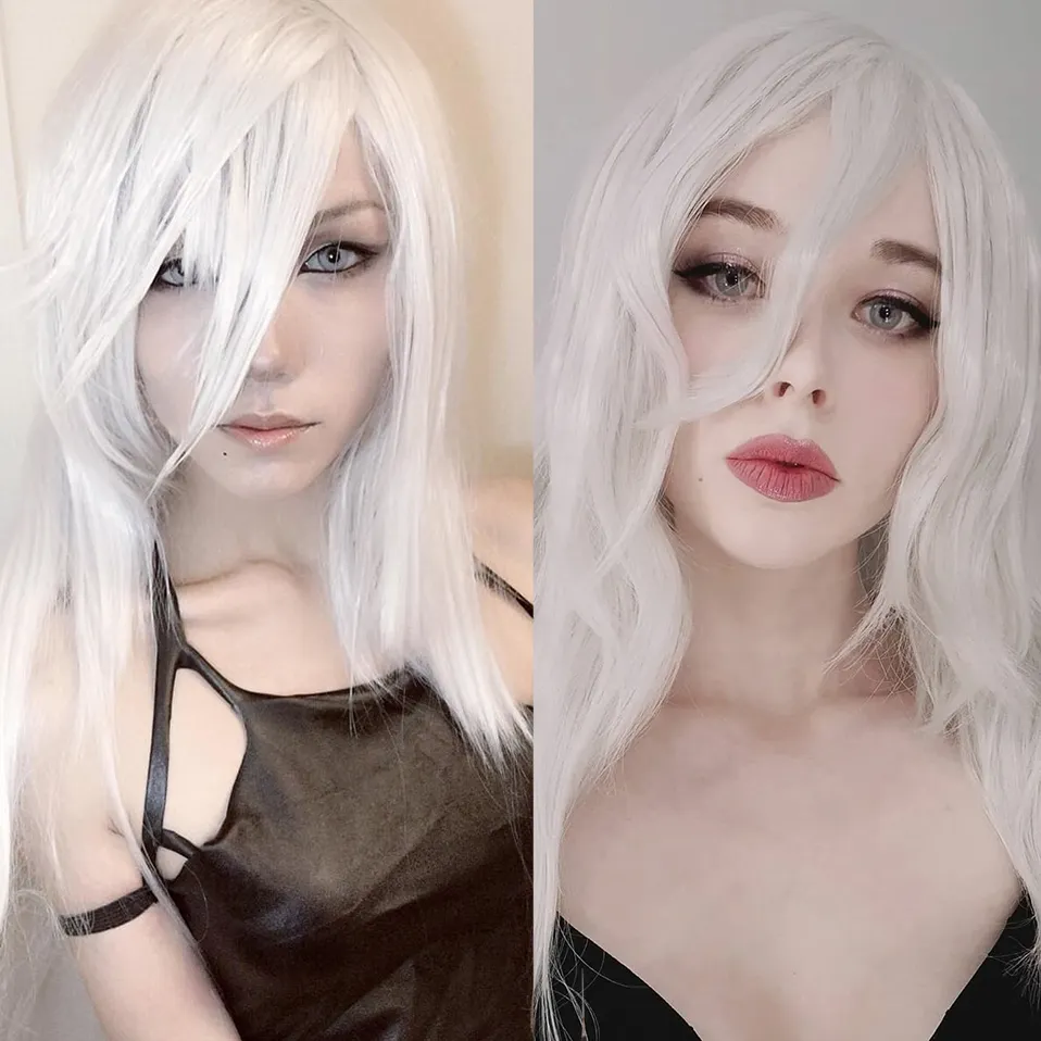 Synthetic 22inch Loose Wave Wigs Halloween Cosplay Wig Blue Red Pink Grey Purple Hair Wig Cosplay for party