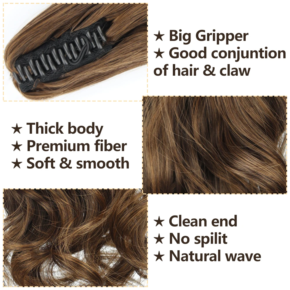 Synthetic 24Inch Long Wavy Claw Clip On Ponytail Hair Extension Blonde Ponytail Extension For Women Pony Tail Hair