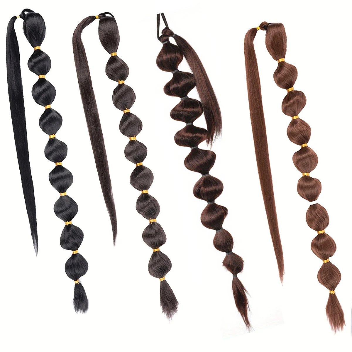 Synthetic African Fluffy Ponytail Hair Extensions-Extended Long Braid with Bubble Ponytail for Voluminous Look Hair