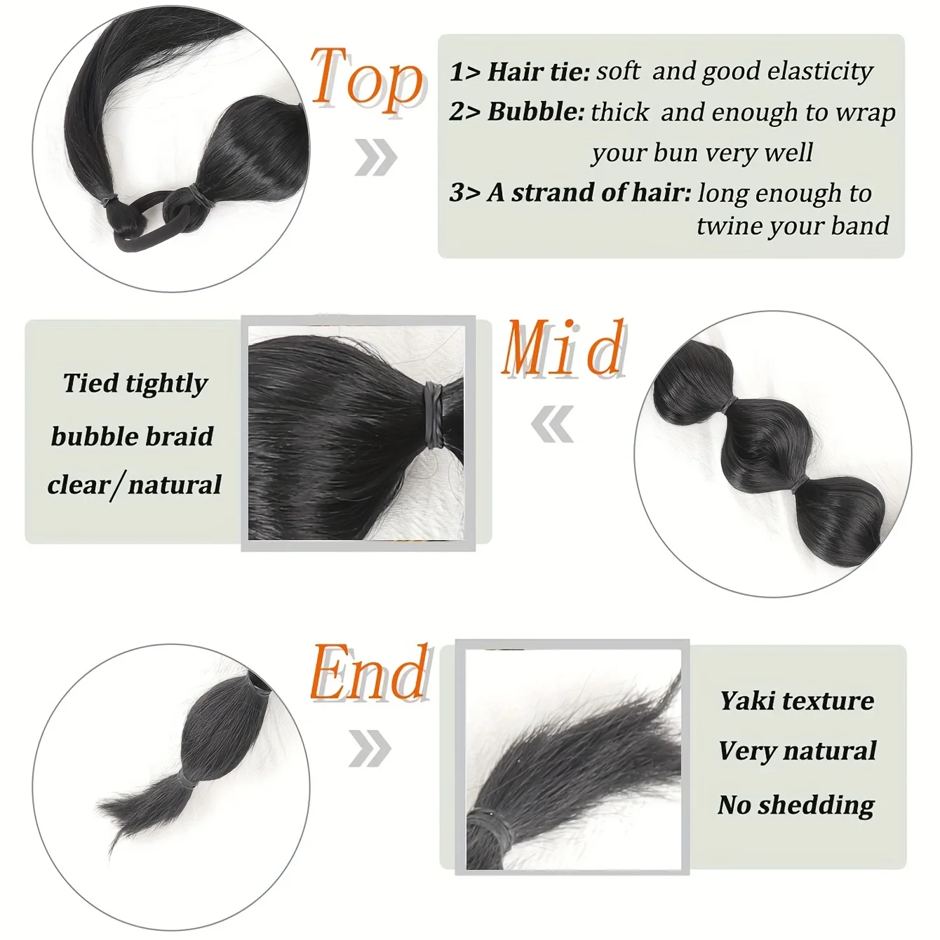 Synthetic African Fluffy Ponytail Hair Extensions-Extended Long Braid with Bubble Ponytail for Voluminous Look Hair