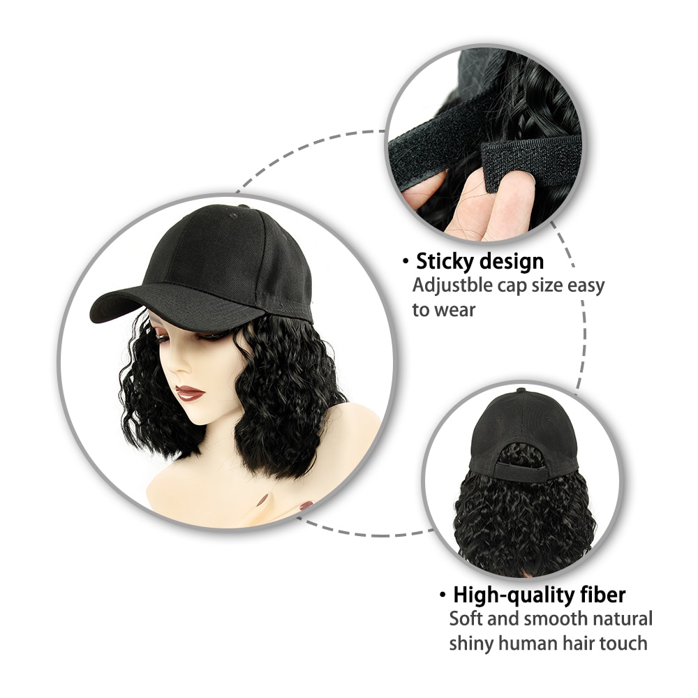 Synthetic Hair Baseball Cap Wig