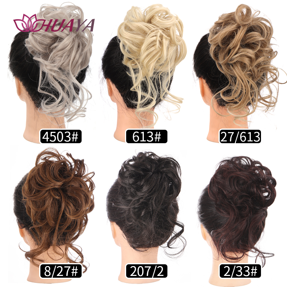 Synthetic Messy Curly Claw Hair Bun Chignon Hair Extensions Scrunchy Fake False Hair With Tail for Women Hairpieces