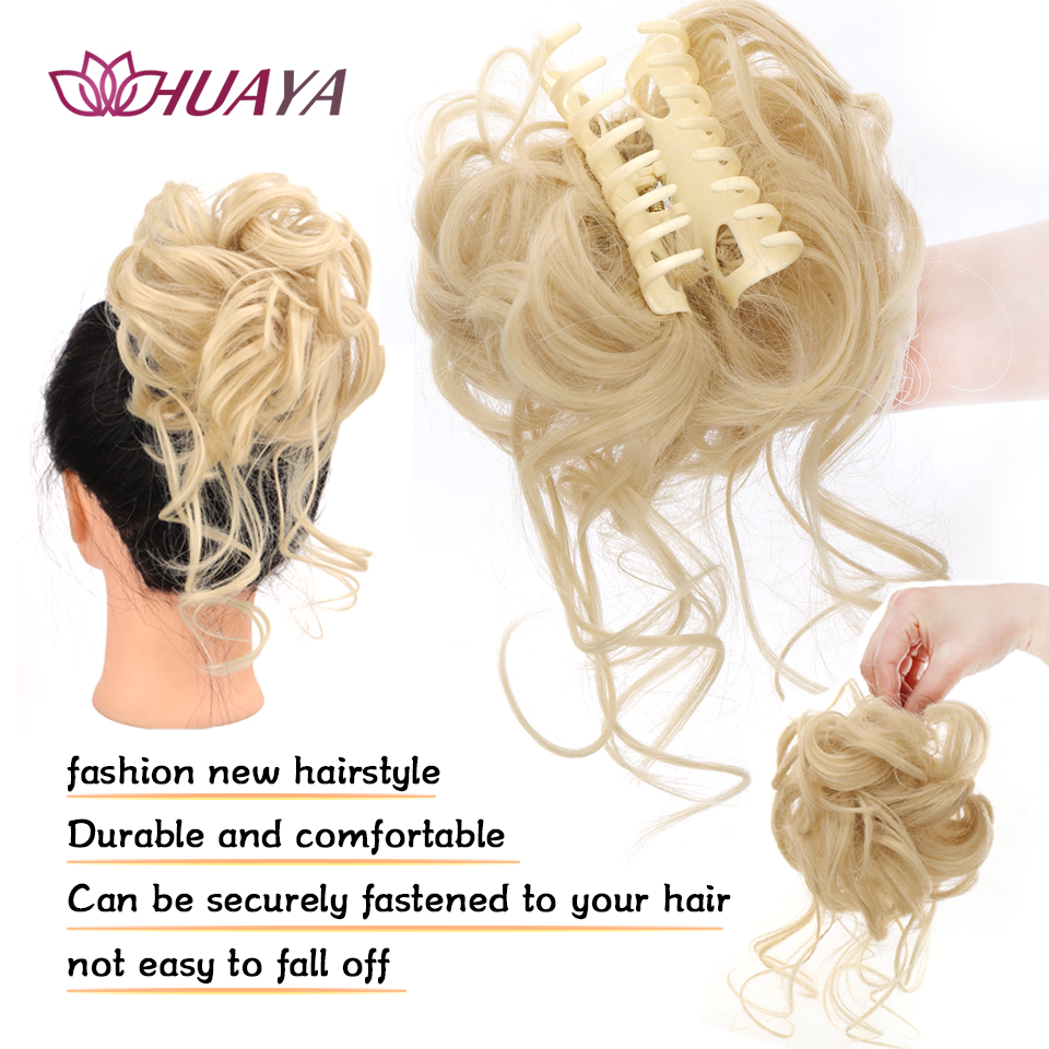 Synthetic Messy Curly Claw Hair Bun Chignon Hair Extensions Scrunchy Fake False Hair With Tail for Women Hairpieces