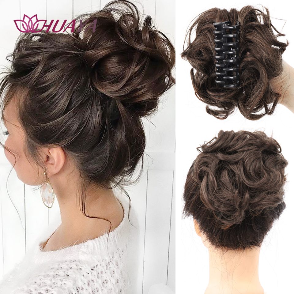 Synthetic Messy Curly Claw Hair Bun Chignon Hair Extensions Scrunchy Fake False Hair With Tail for Women Hairpieces