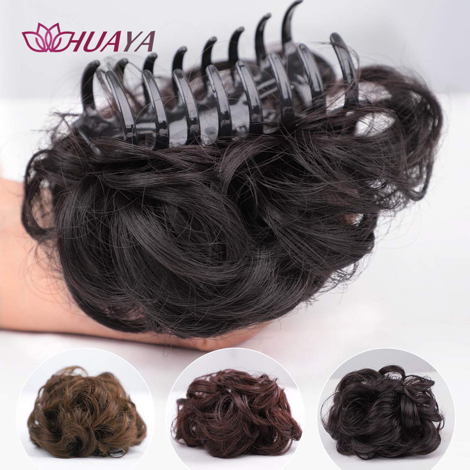 Synthetic Messy Curly Claw Hair Bun Chignon Hair Extensions Scrunchy Fake False Hair With Tail for Women Hairpieces