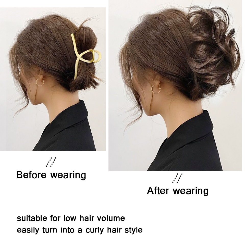 Synthetic Messy Curly Claw Hair Bun Chignon Hair Extensions Scrunchy Fake False Hair With Tail for Women Hairpieces