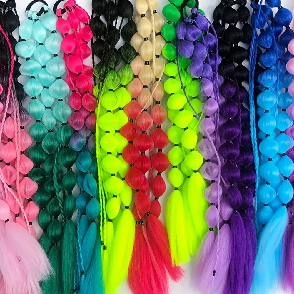 Synthetic Ponytail Extension Corlorful Bubble Braid Long Lantern Braided Ponytail with Hair Tie Straight Hairpieces Synthetic Ponytail Extension Corlorful Bubble Braid Long Lantern Braided Ponytail with Hair Tie Straight Hairpieces