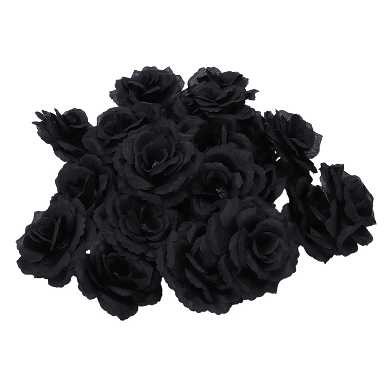 Synthetic Silk Fake Black Roses (20pcs)