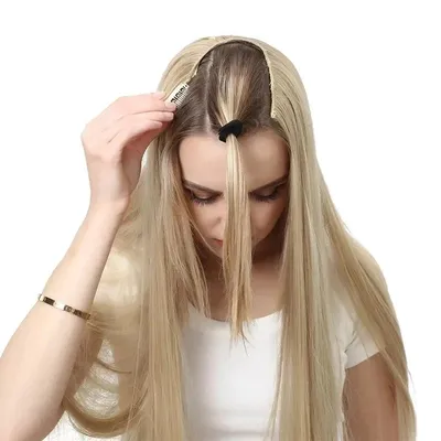 Synthetic U Part Clip in Hair Extension Clip-on Natural Thick False Fake Blonde Long Straight Hairpieces 16 20 24 inch