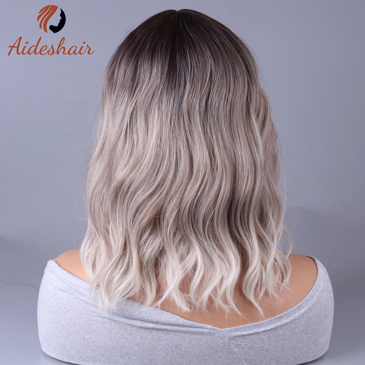 Synthetic Wig Celebrity Style with Fringe Gradually Light Gray Wigs European and American