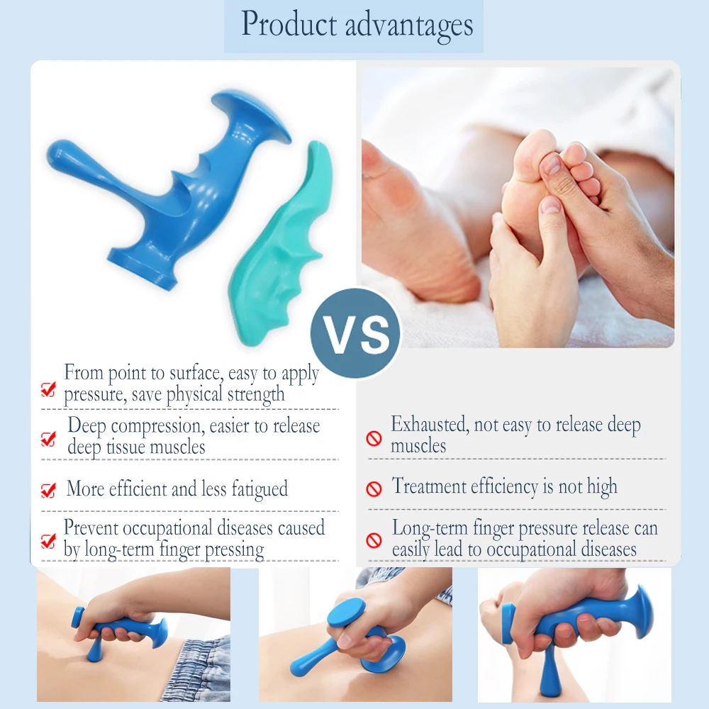 T-shaped Massager Thumb Finger Pressure Press Trigger Point Manual Physiotherapy Tools Full Body Deep Tissue Relax Pain