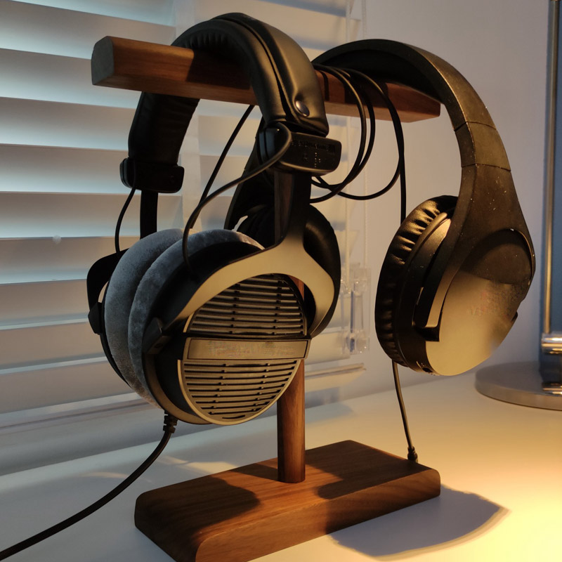 T Shaped Wooden Headphone Holder