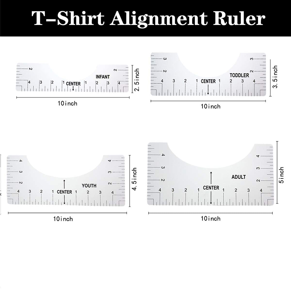 T Shirt Rulers Guide to Center Designs (4Pcs)