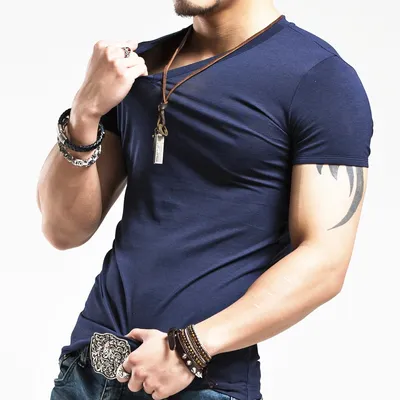 T-shirts Men Fashion V-Neck Top