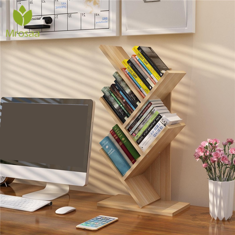 Table Bookshelf Wooden Rack