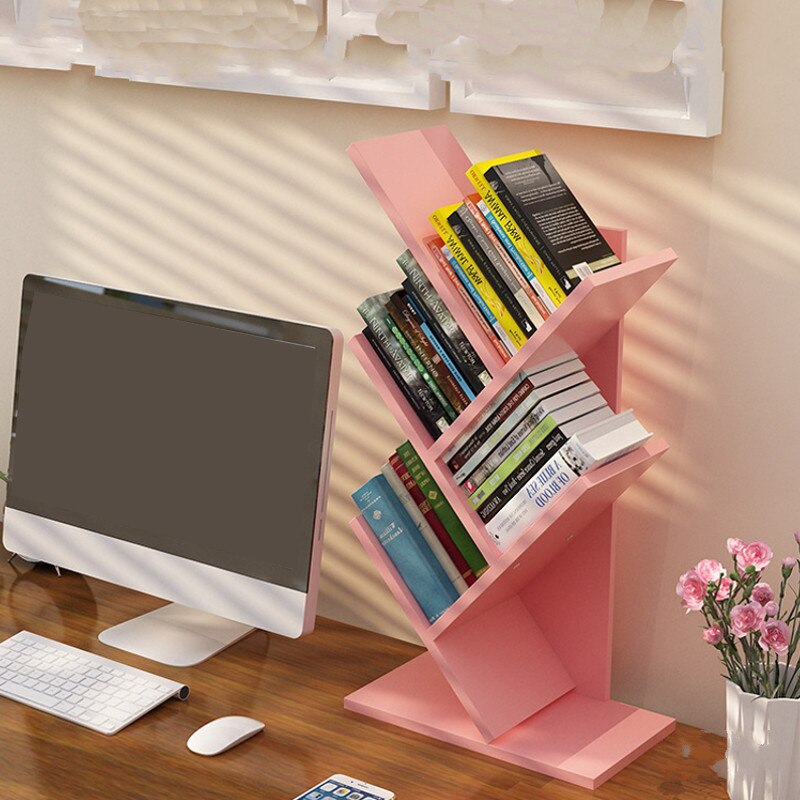 Table Bookshelf Wooden Rack
