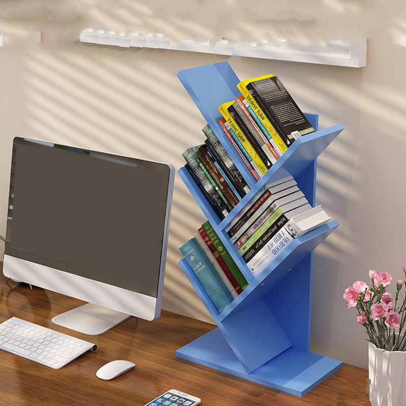 Table Bookshelf Wooden Rack