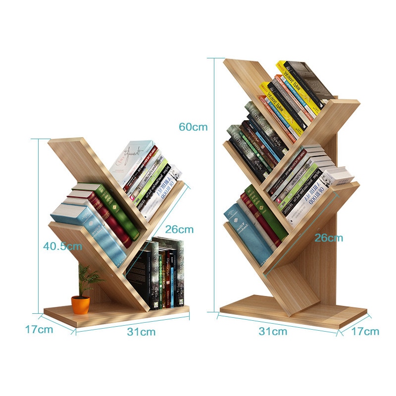 Table Bookshelf Wooden Rack