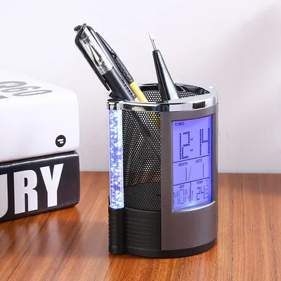 Table Pen Stand with Clock Table Pen Stand with Clock