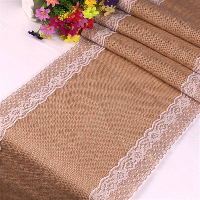 Table Runner Lace Jute Linen