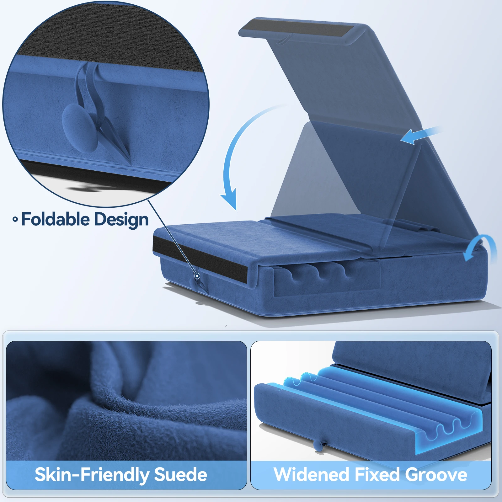 Tablet Pillow Holder Foldable iPad Stand for Lap Bed and Desk Tablet Soft Pad Dock with Pocket & Stylus Mount For iPad