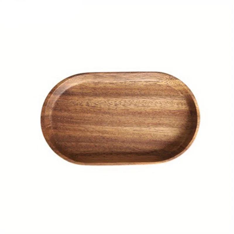 Tableware Solid Wood Round Dessert Plate Japanese-style Wooden Tray Snack Plate Dried Fruit Plate Wooden Plate