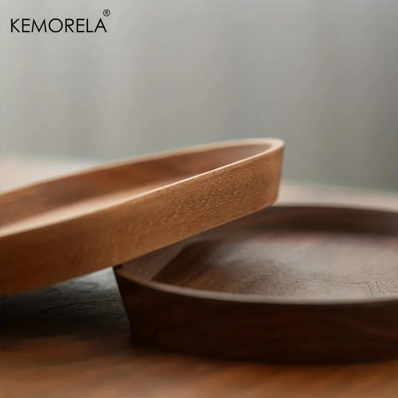 Tableware Solid Wood Round Dessert Plate Japanese-style Wooden Tray Snack Plate Dried Fruit Plate Wooden Plate Tableware Solid Wood Round Dessert Plate Japanese-style Wooden Tray Snack Plate Dried Fruit Plate Wooden Plate
