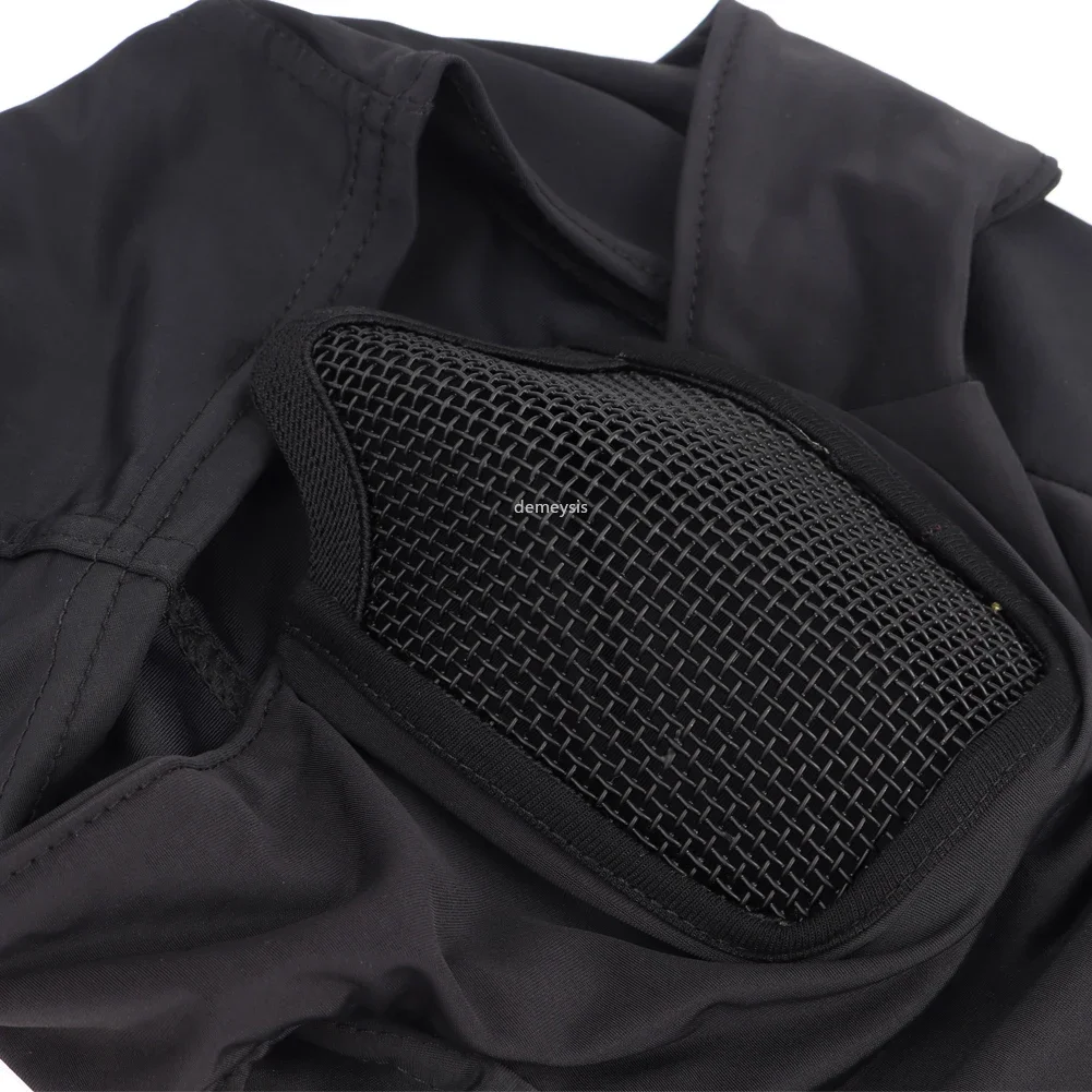 Tactical Balaclava Mesh Mask Airsoft Paintball Full Face Protection Ninja Style Hood Steel Metal Mask Foldable Design