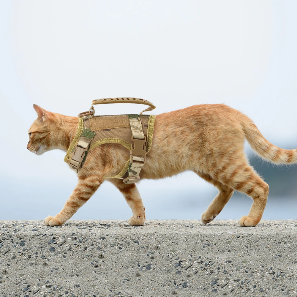 Tactical Cat Harness Vest Leash For Small Dog Adjustable Kitten K9 Vest With Patch For Military Service Dog Working