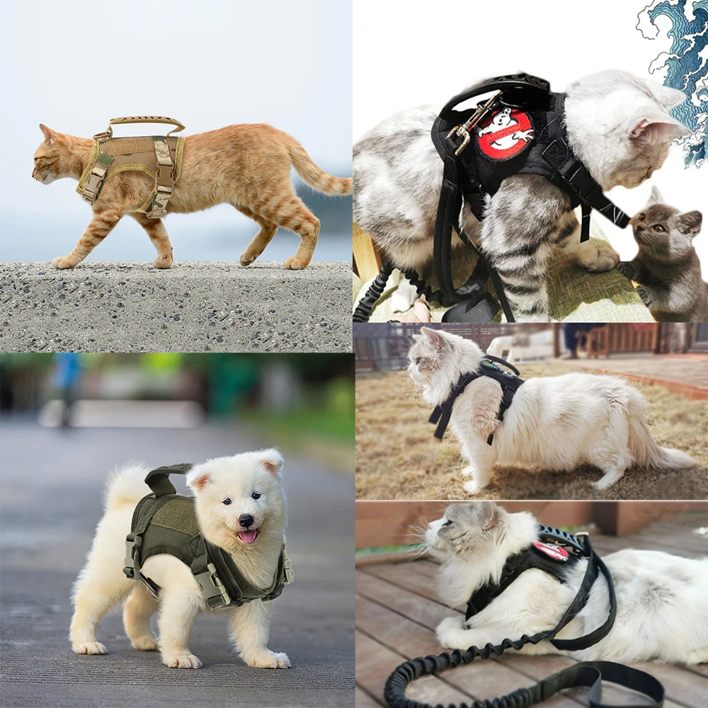 Tactical Cat Harness Vest Leash For Small Dog Adjustable Kitten K9 Vest With Patch For Military Service Dog Working