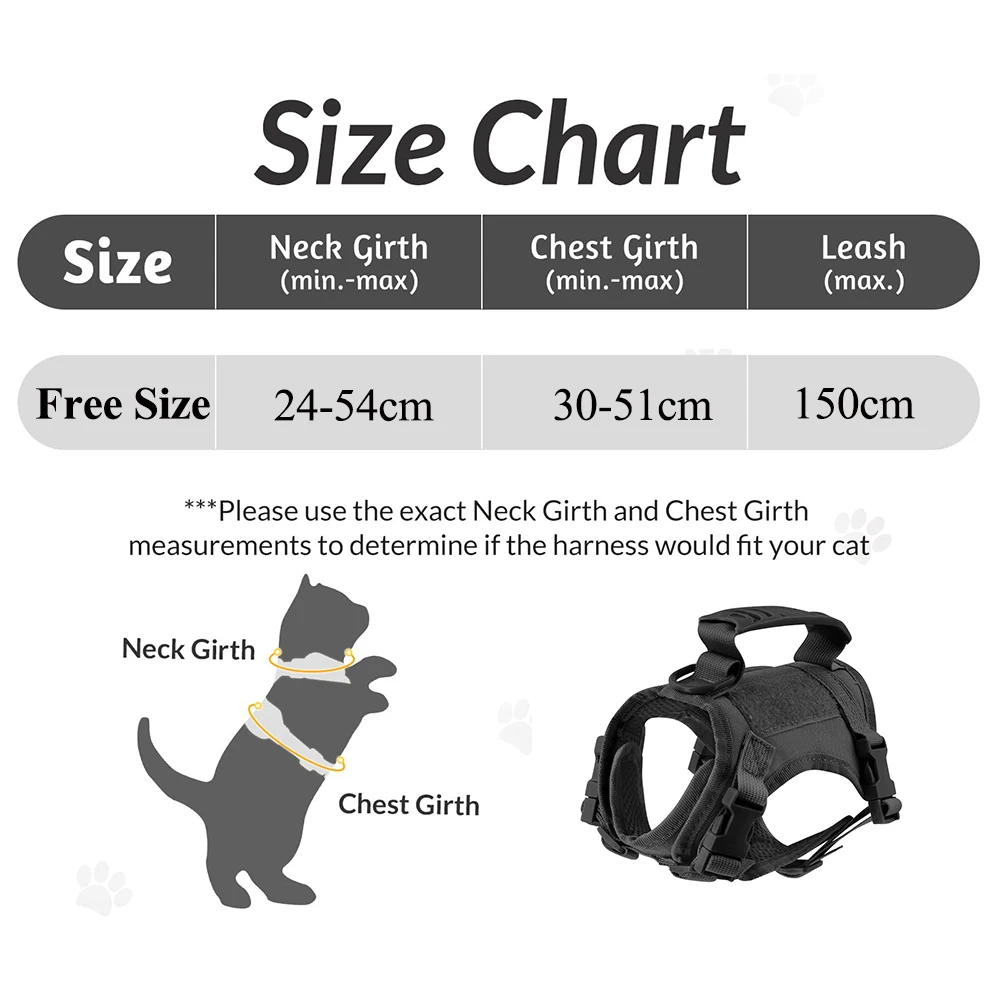 Tactical Cat Harness Vest Leash For Small Dog Adjustable Kitten K9 Vest With Patch For Military Service Dog Working