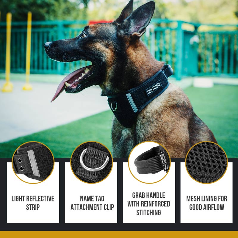 Tactical Dog Collar With Patch Space Tactical Dog Collar With Patch Space