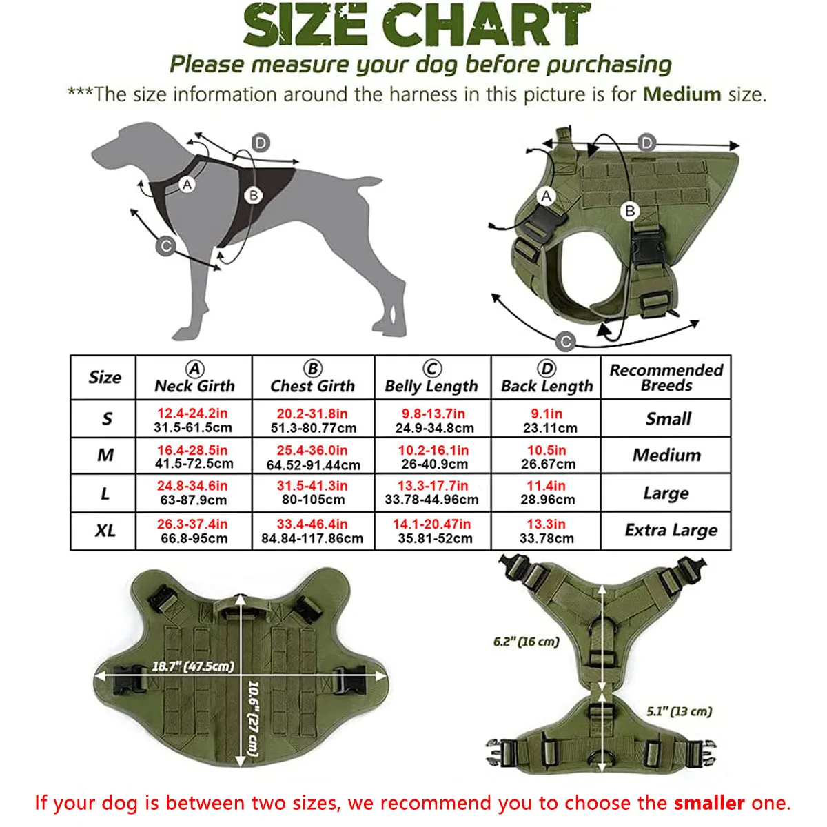 Tactical Dog Harness Leash Collar Molle Pouches for Medium Large Dogs Training Military Pet Vest Adjustable Service Dog Tactical Dog Harness Leash Collar Molle Pouches for Medium Large Dogs Training Military Pet Vest Adjustable Service Dog