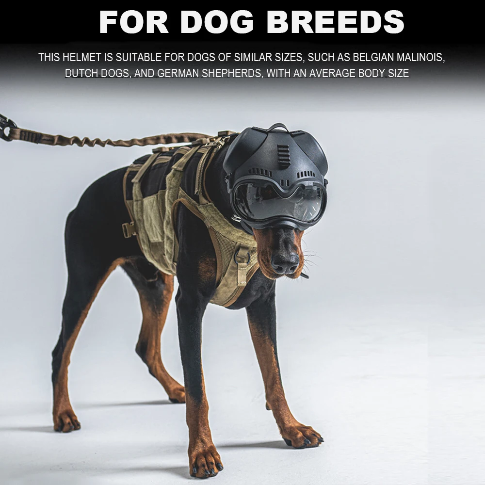 Tactical Dog Military Hunting Training K9 Helmet, Large Dog Patrol Dogs Sheepdog Pet Motorcycle Protective Helmet with Tactical Dog Military Hunting Training K9 Helmet, Large Dog Patrol Dogs Sheepdog Pet Motorcycle Protective Helmet with