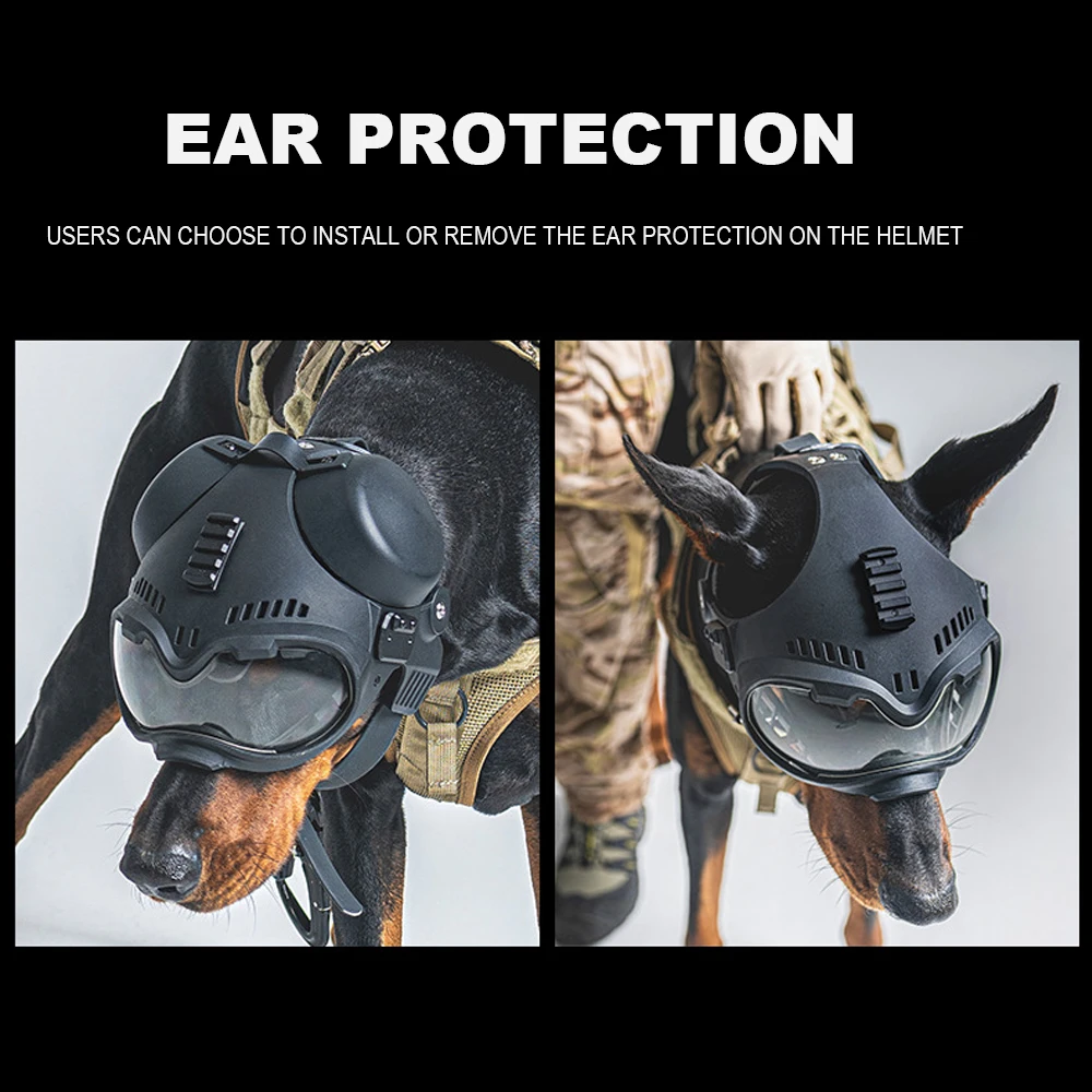 Tactical Dog Military Hunting Training K9 Helmet, Large Dog Patrol Dogs Sheepdog Pet Motorcycle Protective Helmet with Tactical Dog Military Hunting Training K9 Helmet, Large Dog Patrol Dogs Sheepdog Pet Motorcycle Protective Helmet with