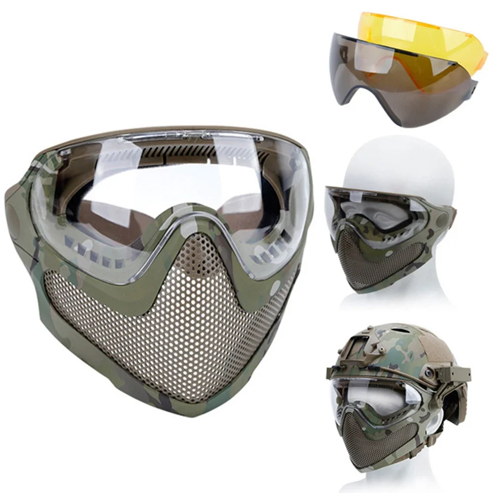 Tactical Face Mask Anti-Fog Goggle Paintball Airsoft Cs Shooting Steel Mesh Breathable Protective Head Helmet Masks Tactical Face Mask Anti-Fog Goggle Paintball Airsoft Cs Shooting Steel Mesh Breathable Protective Head Helmet Masks