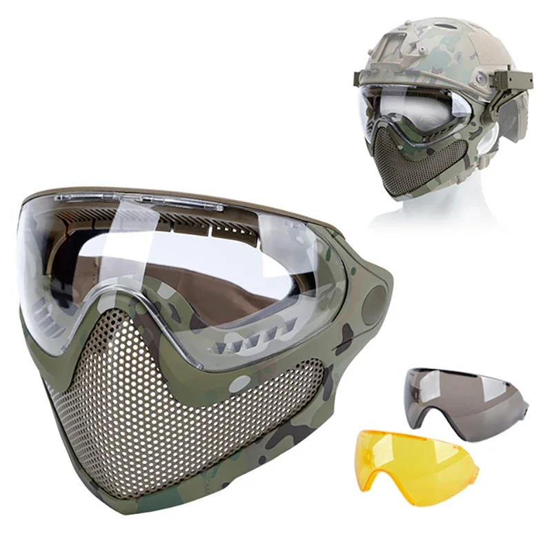 Tactical Face Mask Anti-Fog Goggle Paintball Airsoft Cs Shooting Steel Mesh Breathable Protective Head Helmet Masks Tactical Face Mask Anti-Fog Goggle Paintball Airsoft Cs Shooting Steel Mesh Breathable Protective Head Helmet Masks