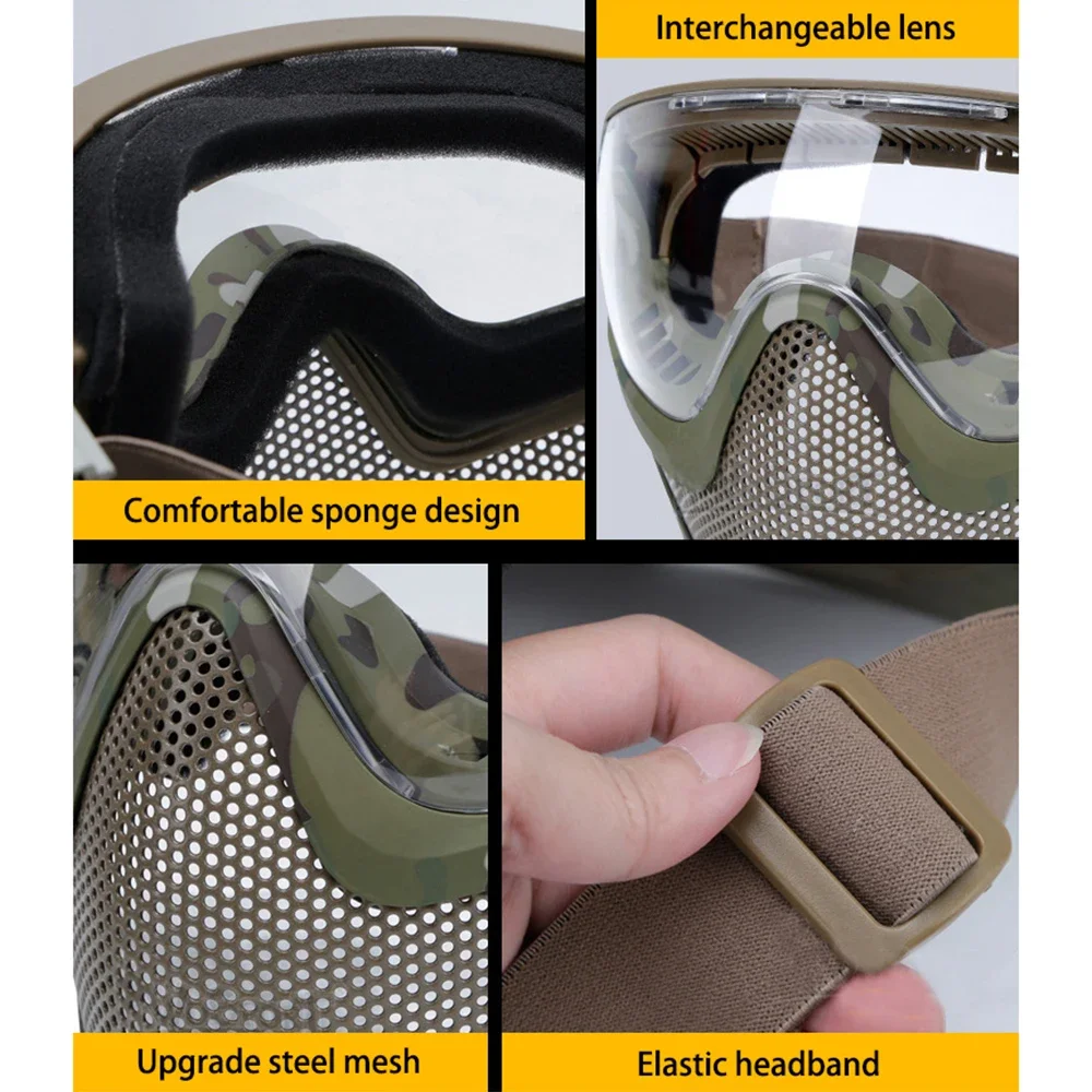 Tactical Face Mask Anti-Fog Goggle Paintball Airsoft Cs Shooting Steel Mesh Breathable Protective Head Helmet Masks Tactical Face Mask Anti-Fog Goggle Paintball Airsoft Cs Shooting Steel Mesh Breathable Protective Head Helmet Masks