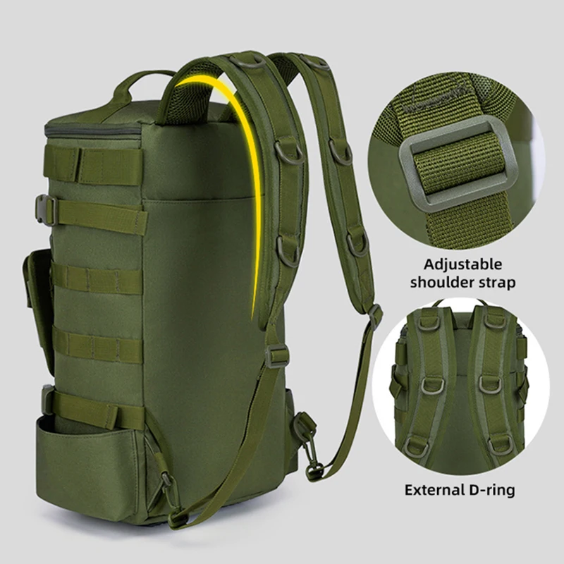 Tactical Fishing Backpack Tackle Bag with Rod Holders Fish Equipment Storage Molle Camping Hiking Outdoor