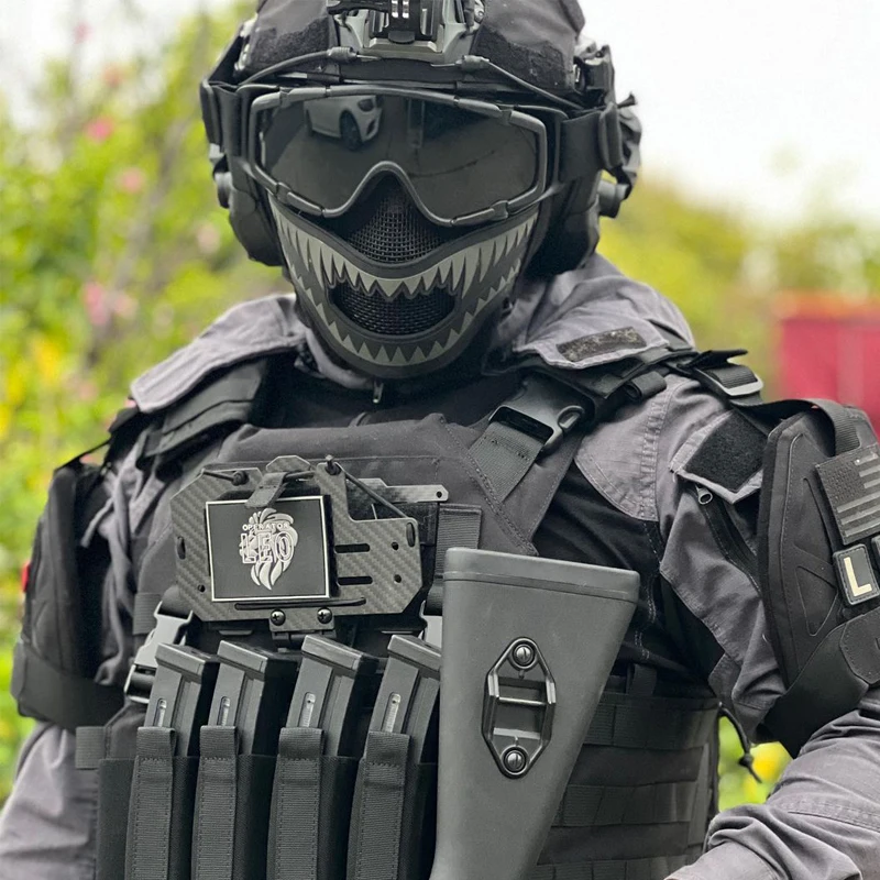 Tactical Foldable Mesh Mask XStorm Airsoft Mask & Patch Combo for Airsoft Paintball With Adjustable Elastic Belt Strap