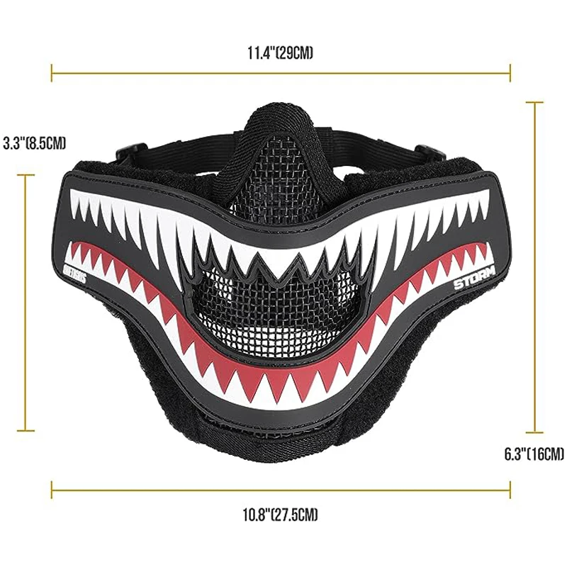 Tactical Foldable Mesh Mask XStorm Airsoft Mask & Patch Combo for Airsoft Paintball With Adjustable Elastic Belt Strap