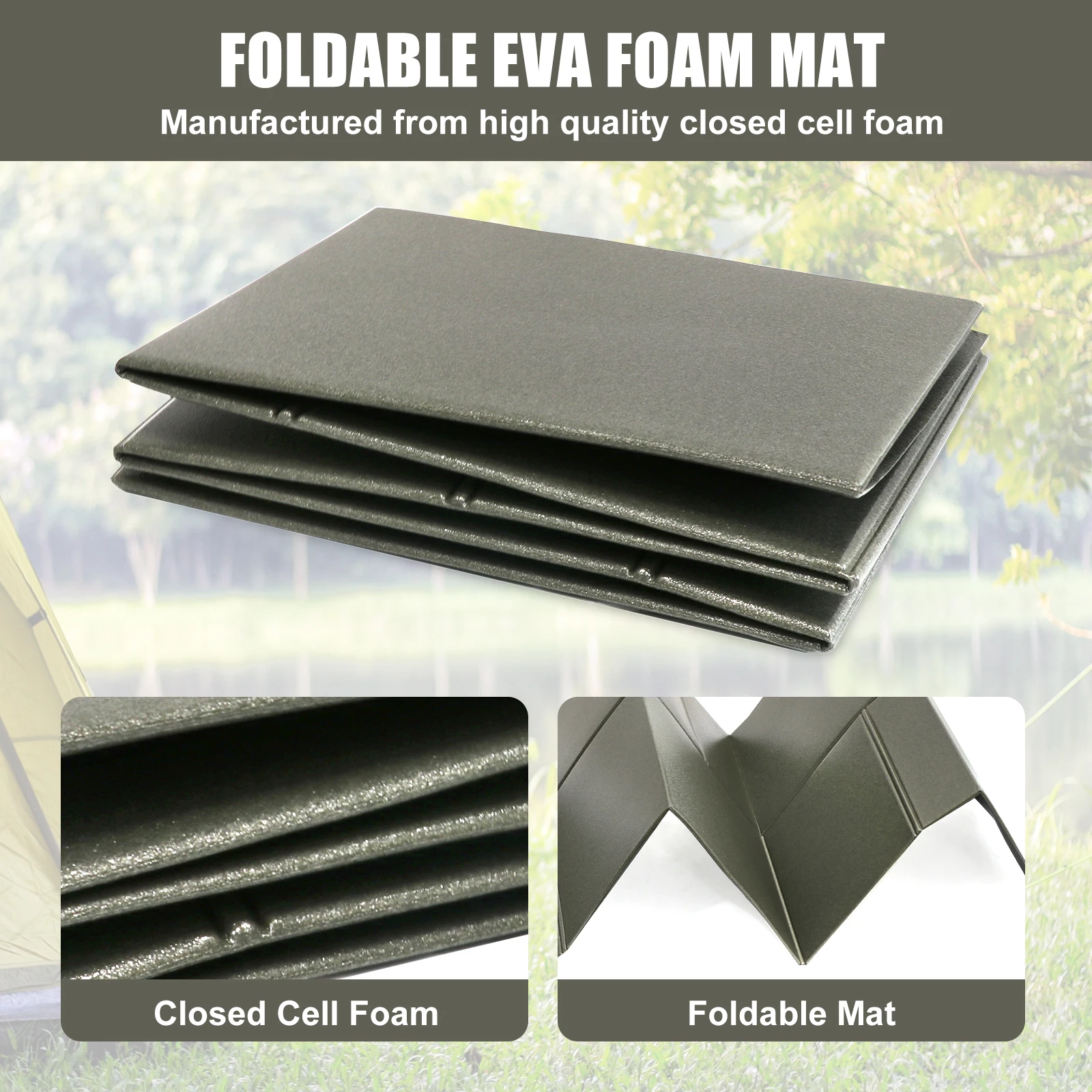 Tactical Foldable Sleeping Mat Waterproof Folding Flat Thick Mechanic Pad Kneeling Mat for Garage Picnicking Camping