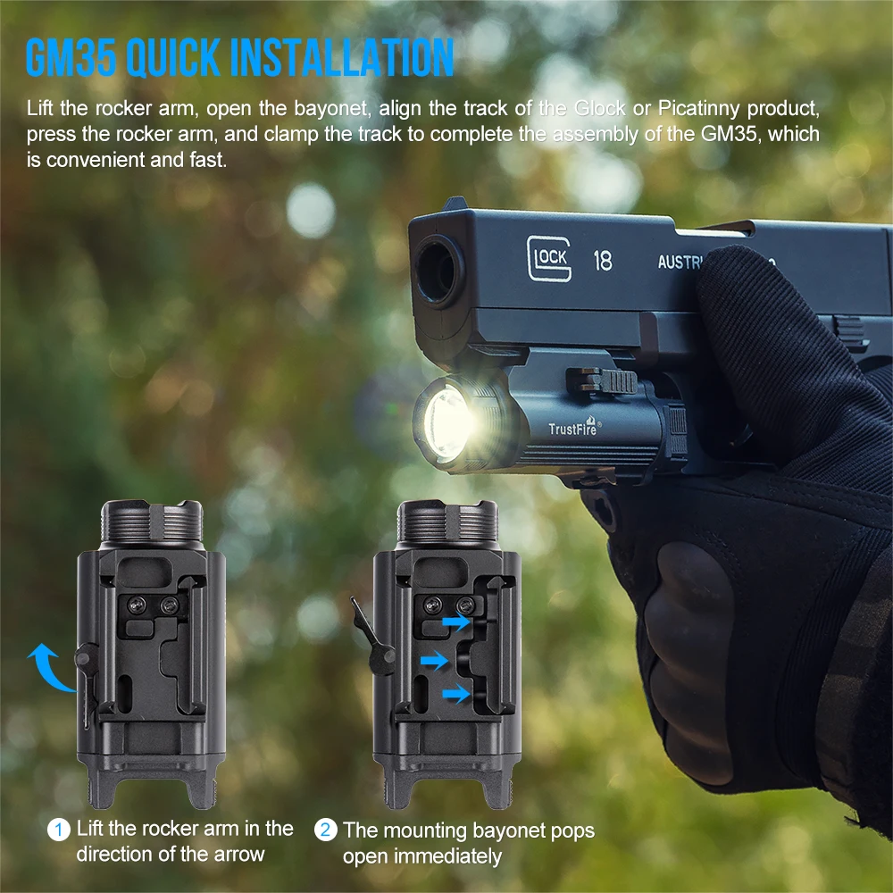 Tactical LED Flashlights Weapon Mini Pistol Lights 1350Lumens USB Rechargeable Quick Release Handgun 1913/GL Rail Tactical LED Flashlights Weapon Mini Pistol Lights 1350Lumens USB Rechargeable Quick Release Handgun 1913/GL Rail